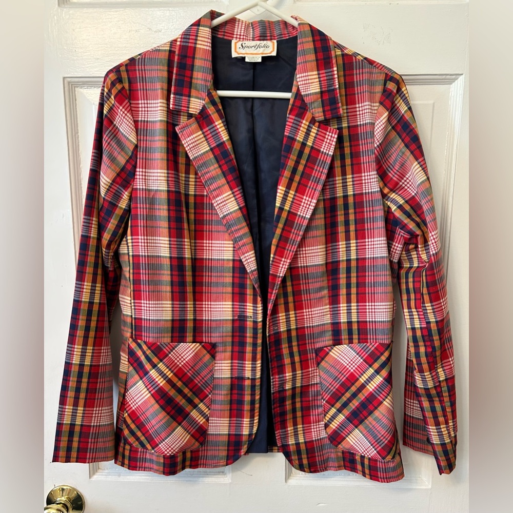 Vintage Sportfolio Red Plaid Blazer Men’s Size 40